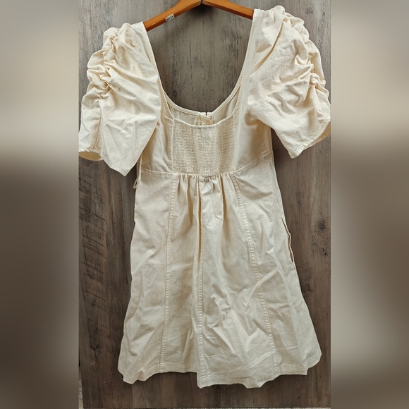 Free People Cheyenne Denim Mini Dress in Ivory Size Small - Picture 11 of 14